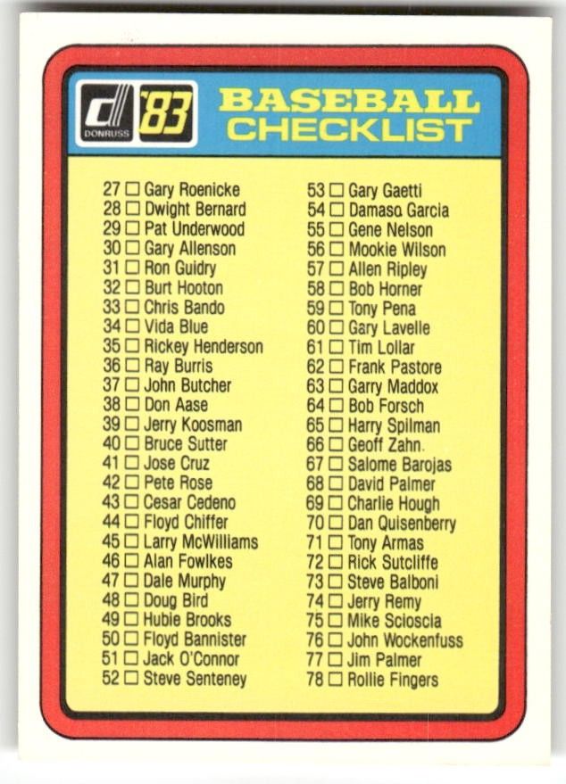 Baseball Checklist