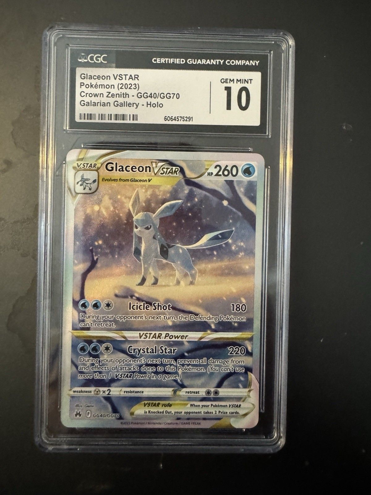 The Pokemon Company Glaceon VSTAR GG40/GG70 Crown Zenith GG Holo CGC 10